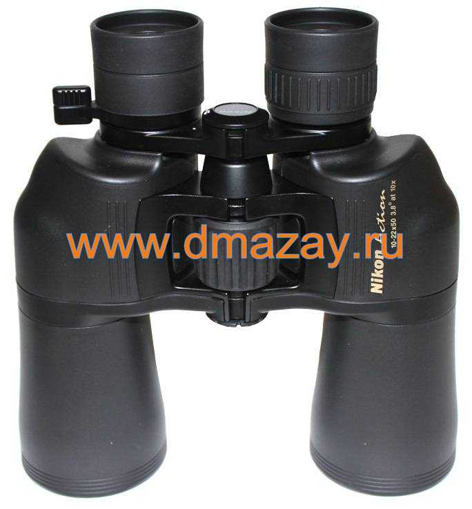 Бинокль призменный с центральной фокусировкой Nikon Action 10-22x50 ZOOM CF XL угол 3,8  обрезиненный черный # 7234